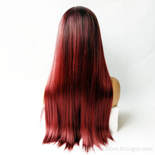 New Arrival wholesale price 99J color  Synthetic Hair Wigs With Colorful  Pre-Plucked Big Factory Stock